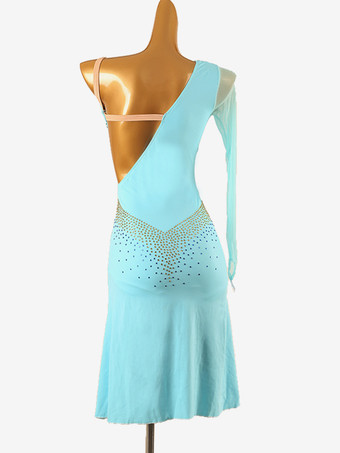 ラテンダンスドレス アクア レディース ライクラスパンデックス ドレス セクシー ラテン ダンサー ダンス衣装