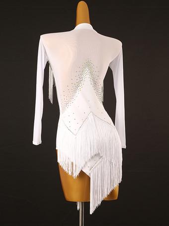 Latin Dance Costume White Women's Dress Lycra Spandex Dress