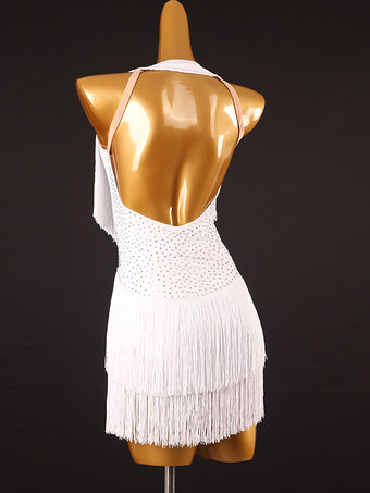 ラテン ダンス ドレス ホワイト レディース ライクラスパンデックス ドレス ラテン ダンサー ダンスウェア