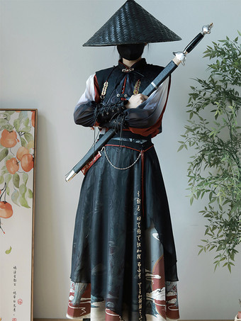 Lolita-Kleid im chinesischen Stil Fransen lange Ärmel Polyester chinesischer Stil Tiermuster Schwarz chinesischer Stil Lolita