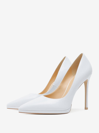 ホワイト レディース ハイヒール ブラック ポインテッドトゥ スティレットヒール ドレス パンプス