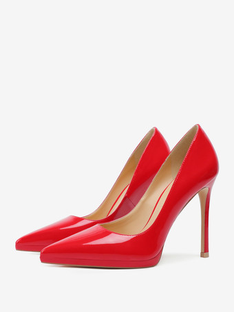 レッド レディース ハイヒール ブラック ポインテッドトゥ スティレットヒール ドレス パンプス