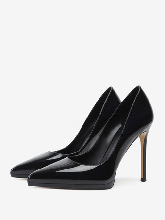 ブラック レディース ハイヒール ブラック ポインテッドトゥ スティレットヒール ドレス パンプス