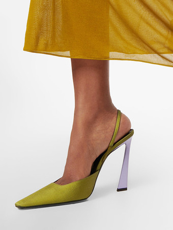 GialloDécolleté con tacco a spillo con tacco a punta e tacco alto nero