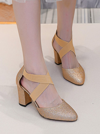 ハイヒール パーティー シューズ シルバー クローズド トゥ プロム シューズ