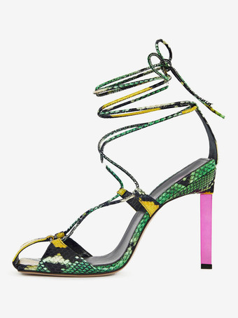 グリーン 女性用サテンパーティーシューズブルーレースアップハイヒールサンダルシューズ