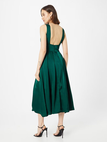 Brautmutterkleider A-Linie- Abendkleider für Hochzeit Dunkelgrün       Elastische Kunstseide V-Ausschnitt Hochzeit wadenlang ärmellos