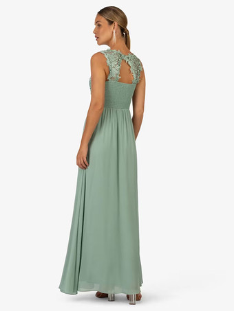 パーティードレス 花嫁の母用 Vネック ノースリーブ Aライン レース 足首までの長さのゲストドレス 結婚式用