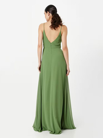 ブライダルマザードレス Vネック ノースリーブ Aライン プリーツゲストドレス 結婚式用