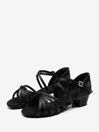 ブラック ラテン ダンス シューズ ブラウン ラウンド トゥ バックル ダンス シューズ