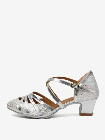 ラテン ダンス シューズ ゴールド ラウンド トゥ バックル 社交ダンス シューズ