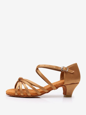 ディープアプリコットラテン ダンス シューズ ポリエステル ブラック ラウンドトゥ ダンス シューズ