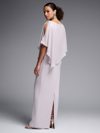 Bridal Mother Dress Jewel Neck Half Sleeves A-Line Split Front Floor-Length Wedding Guest Dresses