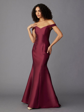 バーガンディーマザードレス スイートハートネック ノースリーブ Aライン マキシレングス ゲストドレス 結婚式用