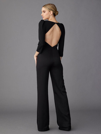 パーティードレス 花嫁の母用 Vネック 長袖 ジャンプスーツ 結婚式のゲストドレス