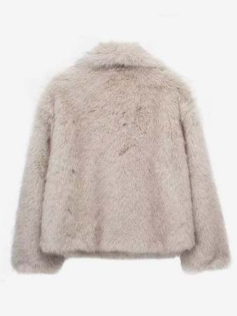 フェイクファーコート 心地よい冬用レディース シックな環境に優しいファージャケット ワインレッド