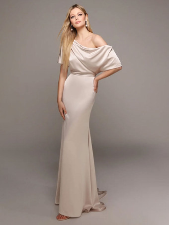 パーティードレス 花嫁の母用 ワンショルダー 半袖 Aライン ゲストドレス 結婚式用