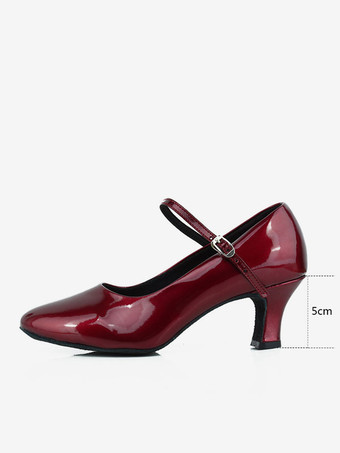 Scarpe da ballo latino Scarpe da ballo con fibbia bordeaux in poliestere con punta tonda