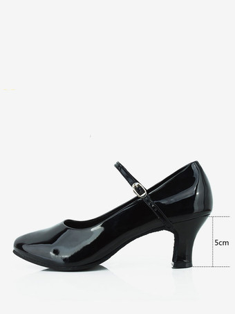 Nero Scarpe da ballo latino Scarpe da ballo con fibbia bordeaux in poliestere con punta tonda