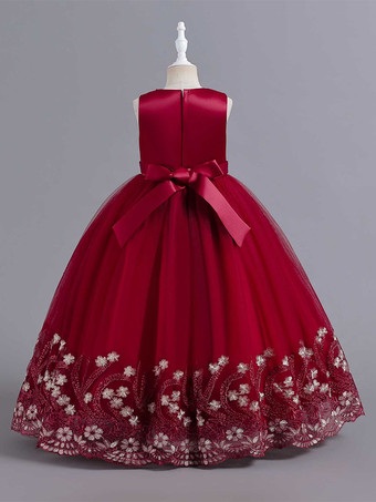 フラワーガールドレス ピンク レース ノースリーブ ジュエルネック フラワーガールドレス