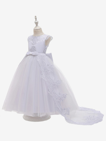フラワーガールドレス シャンパンレース ノースリーブ ジュエルネック フラワーガールドレス