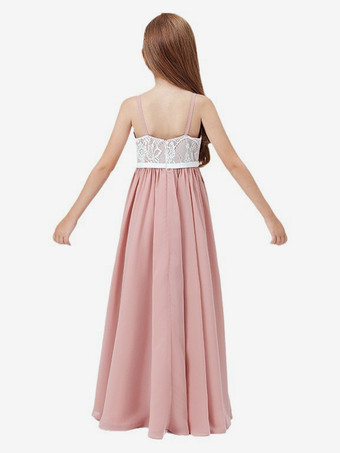 フラワーガールドレス ソフトピンク レース ノースリーブ スクエアネック フラワーガールドレス