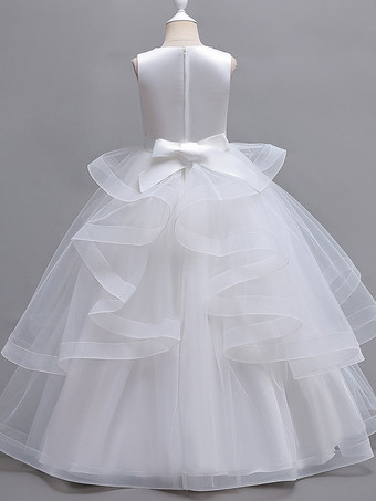 フラワーガールドレス ピンク チュール ノースリーブ ジュエルネック フラワーガールドレス