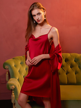 ワインレッド パジャマ セット ピンク レイブ クラブ ポリエステル ランジェリー