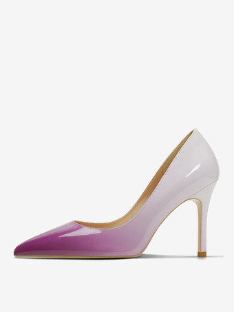 ライラックカラーレディース フォーマルイブニング パンプス ポインテッドトゥ スティレットヒール