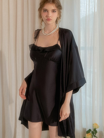 ブラック パジャマ セット Sage Rave Club バックレス ポリエステル ランジェリー