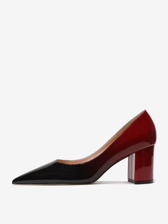 De mujer Tacones en bloque Zapatos sin cordones con punta en punta color burdeos