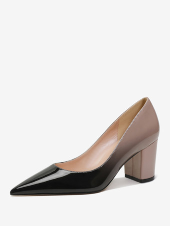 Color gradienteDe mujer Tacones en bloque Zapatos sin cordones con punta en punta color burdeos