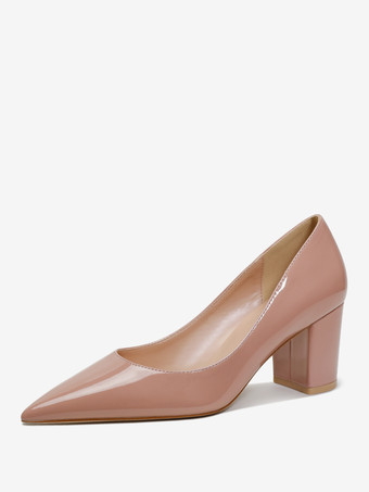 Color de piel De mujer Tacones en bloque Zapatos sin cordones con punta en punta color burdeos