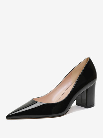 negro De mujer Tacones en bloque Zapatos sin cordones con punta en punta color burdeos