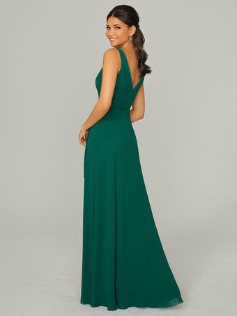 ブライドメイドドレス シフォン Aライン マキシレングス プロムドレス