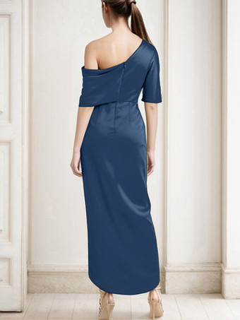 マザードレス ワンショルダー ハーフスリーブ プリーツ シース ゲストドレス 結婚式用