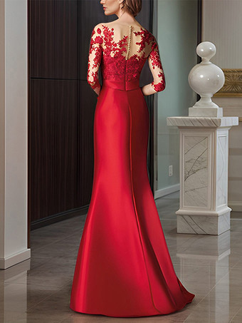 ブライダルマザードレス イリュージョンネック 七分袖 リボン マーメイド ウェディングゲストドレス