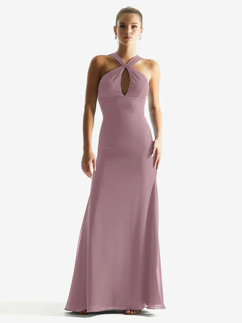 LavenderBridesmaid Dresses Sheath Floor-Length Zipper Chiffon Formal Gowns