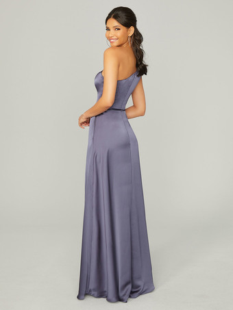 ブライドメイドドレス サテン生地 Aライン マキシレングス ウェディングパーティードレス