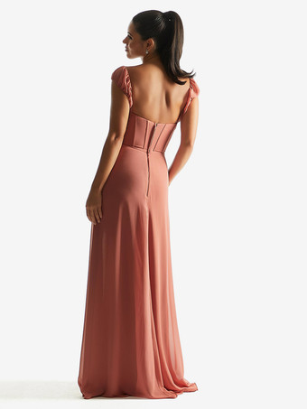 ブライズメイド ドレス シース床長さのジッパー シフォン フォーマル ガウン