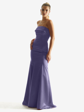 LilacBridesmaid Dresses Satin Fabric Mermaid Floor-Length Wedding Party Dress
