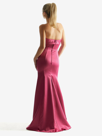 Bridesmaid Dresses Satin Fabric Mermaid Floor-Length Wedding Party Dress