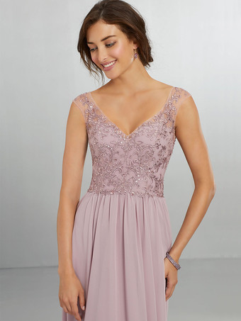 ブライドメイドドレス シフォン Aライン マキシレングス ウェディングパーティードレス