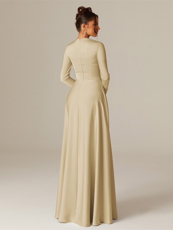 Robe de demoiselle d'honneur trapèze longueur au sol fermeture éclair tissu satiné robes formelles