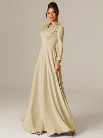 Robe de demoiselle d'honneur trapèze longueur au sol fermeture éclair tissu satiné robes formelles