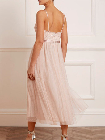 ショートブライドメイドドレス シフォン ノースリーブ ジッパー スクエアネック ウェディングパーティードレス