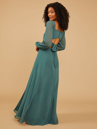 ブライズメイドドレス Aライン マキシレングス ジッパー シフォン ウェディングパーティードレス