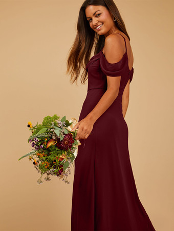 ブライドメイドドレス Aライン マキシレングス ジッパー シフォン プロムドレス