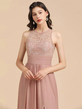 ブライドメイドドレス Aライン マキシレングス ジッパー シフォン フォーマルガウン