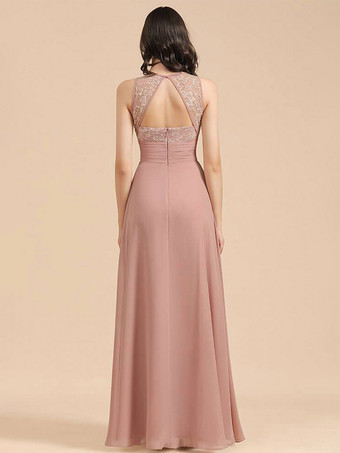 ブライドメイドドレス Aライン マキシレングス ジッパー シフォン フォーマルガウン